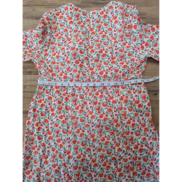 Boden V Neck 100% Linen Floral Dress US 6 UK 10 Beach Cottage - Picture 6 of 6